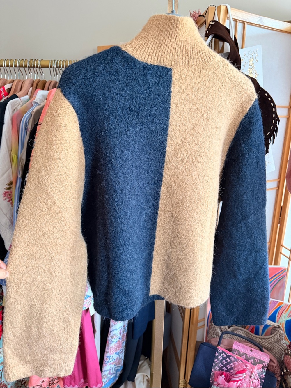 & Other Stories Stockholm Atelier Alpaca Wool Colorblock Turtleneck Sweater M - Picture 5 of 6